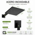 Kit De Ducha 10 Pulgadas Acero Negro Mate Con Mezcladora Monomando