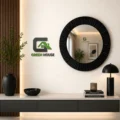 ESPEJO CIRCULAR COLOR NEGRO MATERIAL FIBRA DE VIDRIO