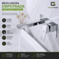 Mezcladora De Lavatorio Cromado Elegante A La Pared
