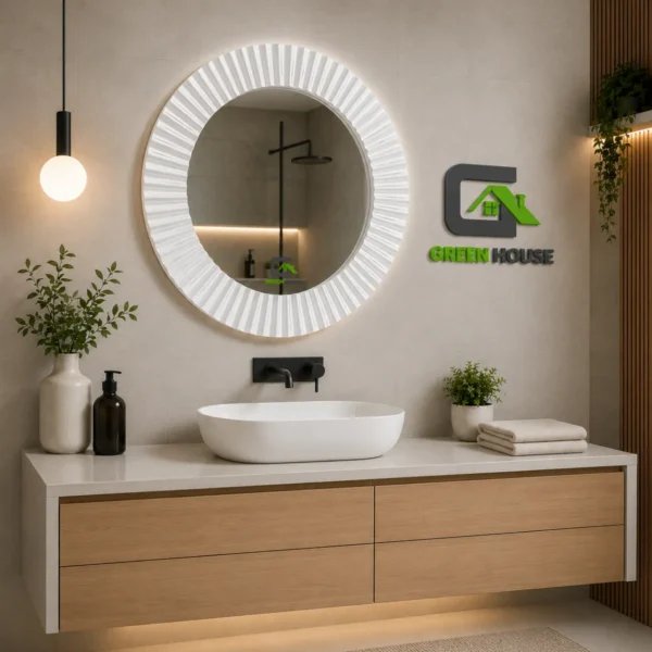 Espejo Circular Color Blanco Material Fibra De Vidrio