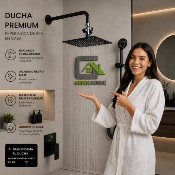 KIT DUCHA ESPAÑOLA DE ACERO 20CM + MEZCLADORA DUCHA + DUCHA TELEFONO