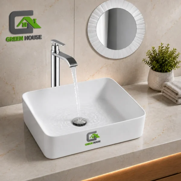 COMBO DE LAVATORIO RECTANGULAR MAS GRIFERIA AGUA FRIA DESAGUE ESPEJO