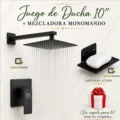 Kit De Ducha 10 Pulgadas Acero Negro Mate Con Mezcladora Monomando