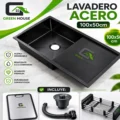 Lavadero Acero Nano Black Con Escurridor 100x50x23cm