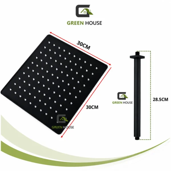 KIT DE DUCHA TECHO 12 PULGADAS ACERO NEGRO MATE