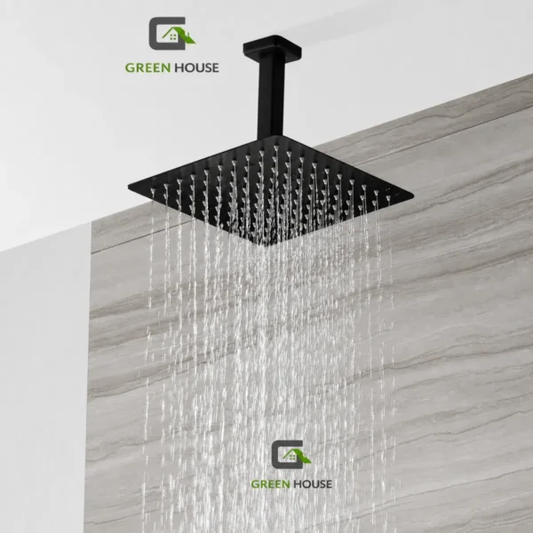 KIT DE DUCHA TECHO 8 PULGADAS ACERO NEGRO MATE