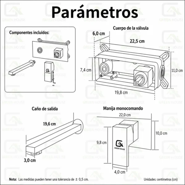 Mezcladora De Lavatorio Cromado Elegante A La Pared