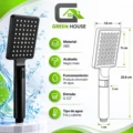 Ducha Telefono Mod.Luxury Con 3 Funciones ABS- Cuadrado Negro