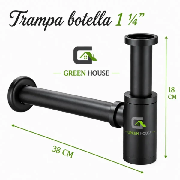 Trampa Botella Sifon Color Negro Mate Acero