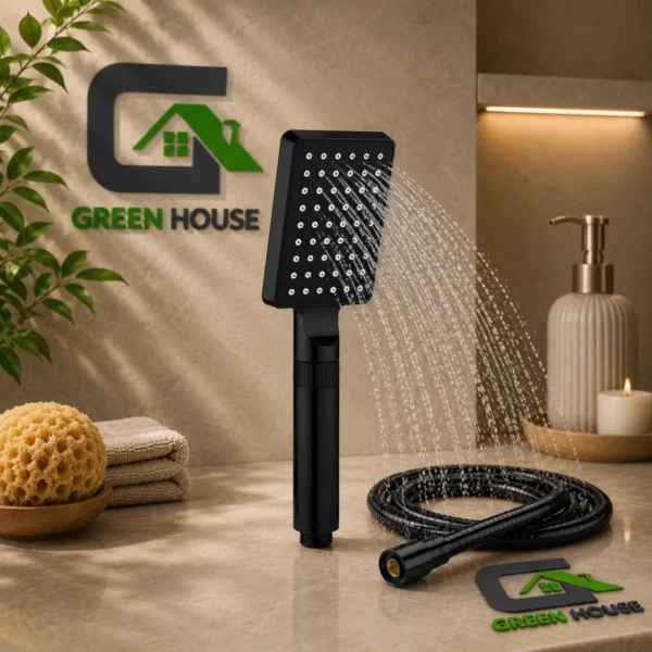 Ducha Telefono Mod.Luxury Con 3 Funciones ABS- Cuadrado Negro