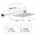 Kit De Ducha 10" Acero Cromado Con Llave Agua Fría + Accesorios Acero Inox. Pesado
