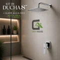Kit De Ducha 8 Pulgadas Acero Cromado Con Llave Agua Fria