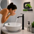 Griferia De Lavatorio 30cm Negro Mate Agua Fria Acero Inoxidable