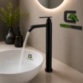 Griferia De Lavatorio 30cm Negro Mate Agua Fria Acero Inoxidable