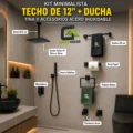 kit Minimalista Techo 12"+Ducha Tina y Accesorios Acero Inoxidable