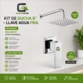Kit De Ducha 8 Pulgadas Acero Cromado Con Llave Agua Fria