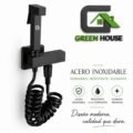 Inodoro De Lujo One Piece Blanco-Marmoleado + Ducha Bidet Acero Negro