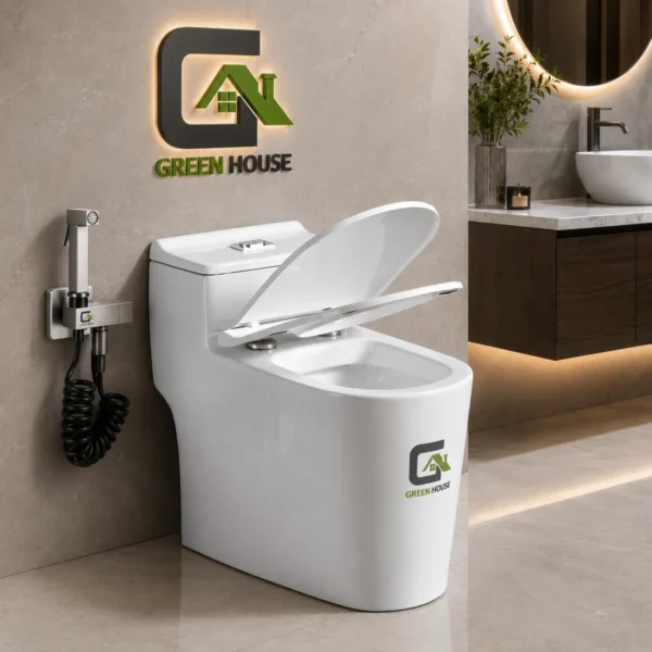 Inodoro Blanco Con Sifon Una Pieza Modelo Tornado + Ducha Bidet