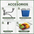 Lavadero De Cocina Antirayaduras Doble Poza 82x45cm+Porta Cuchillo Acero Inoxidable