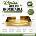 Pack 2 Repisas Dorado Brillante Acero Inoxidable Organiza Baño o Cocina