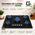 Encimera 82cm x 47cm Vidrio Templado Dual GN o GLP - 5 Hornillas