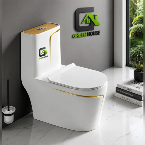Inodoro De Lujo Mediterraneo Modelo Europeo Filo Dorado