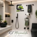 kit Minimalista Techo 12"+Ducha Tina y Accesorios Acero Inoxidable