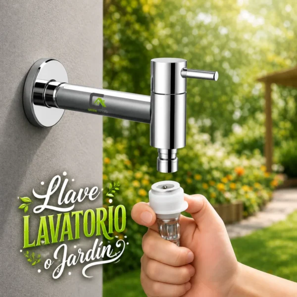 Griferia Pesado Llave Pared Para Lavatorio - Jardin Cromado Brillante