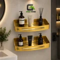 Pack 2 Repisas Dorado Brillante Acero Inoxidable Organiza Baño o Cocina