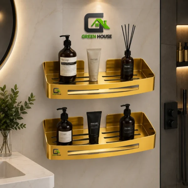 Pack 2 Repisas Dorado Brillante Acero Inoxidable Organiza Baño o Cocina