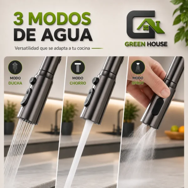 Mezcladora Extraíble Mod. Cuello de Cisne Acero Inoxidable SUS 304 – Negro Mate