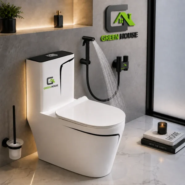 Inodoro De Lujo One Piece Odisea + Ducha Bidet Negro