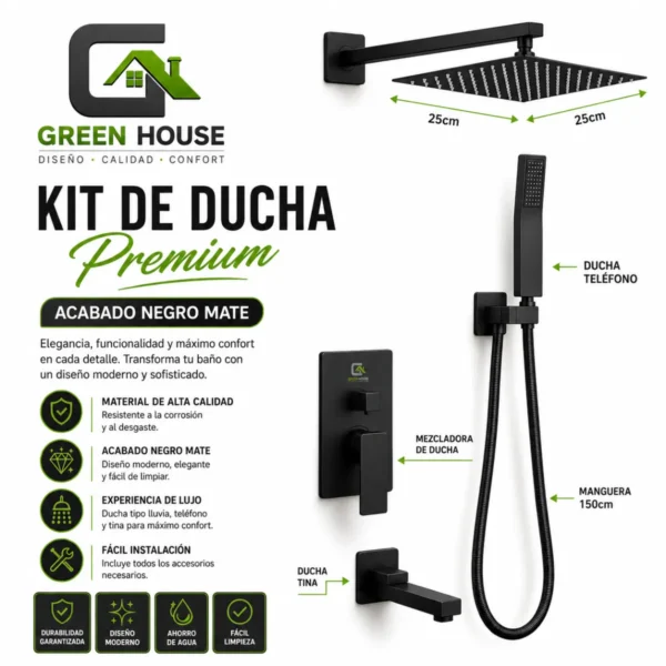 Kit De Ducha Española Premium De 10"+ Ducha Tina y Ducha Telefono