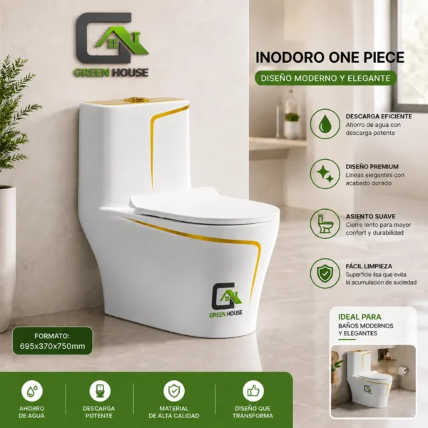 Inodoro De Lujo Mediterraneo Modelo Europeo Filo Dorado