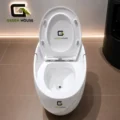 Inodoro De Lujo One Piece Blanco-Marmoleado + Ducha Bidet Acero Negro