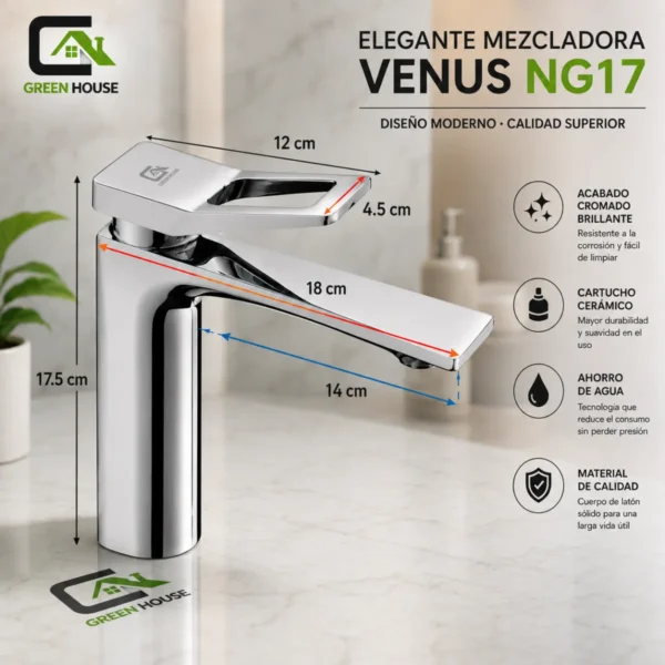 Elegante Mezcladora Mod. Venus NG17- Pico Largo