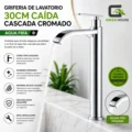 Griferia De Lavatorio 30cm Caida Cascada Cromado Agua Fria