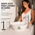 Griferia De Lavatorio 30cm Caida Cascada Cromado Agua Fria