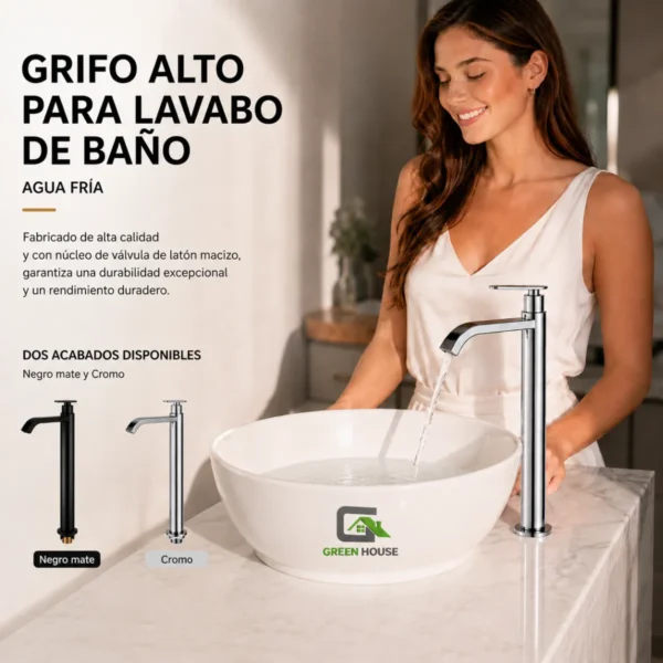 Griferia De Lavatorio 30cm Caida Cascada Cromado Agua Fria