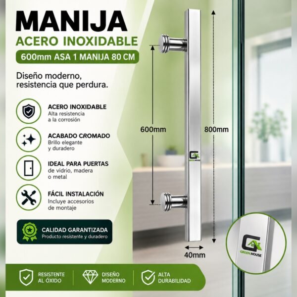 1 Asa Jalador de 80cm Acero Inoxidable Cromado Brillante