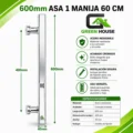1 Asa Jalador de 60cm Acero Inoxidable Cromado Brillante