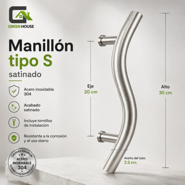 Manija - Manillon Mod. S Acero Inoxidable 30 cm Satinado