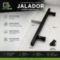 1 Asa Jalador 1 Metro Acero Inoxidable Negro Mate