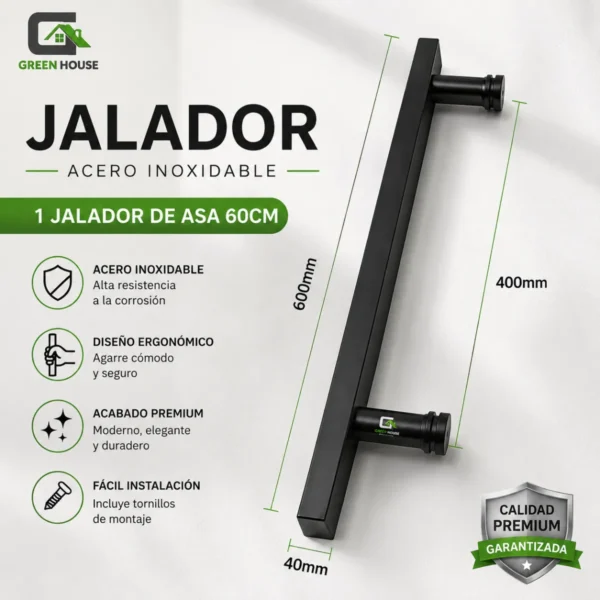 1 Asa Jalador 60cm Acero Inoxidable Negro Mate