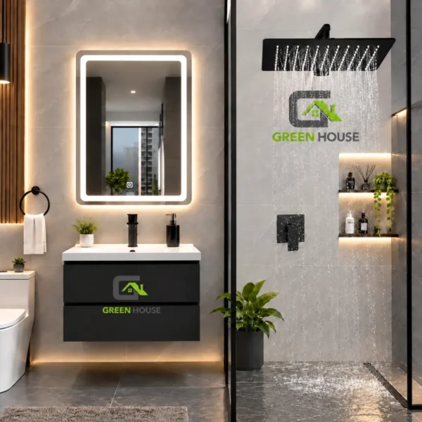 Elegante Combo De Baño Vanitorio + Inodoro + Espejo Led 3 Tiempos + Ducha 12"