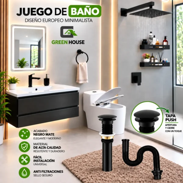 Elegante Combo De Baño Vanitorio + Inodoro + Espejo Led 3 Tiempos + Ducha 12"