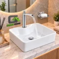 Combo De Lavatorio Griferia Agua Fria Caida Cascada + Desague Cromado