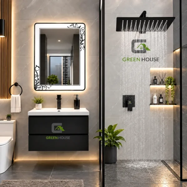 Elegante Combo De Baño Inodoro + Vanitorio + Espejo Led + Ducha 10" + Accesorios