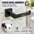 Porta Papel Higiénico Negro Acero Inoxidable