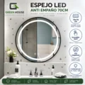 Espejo Circular C-Catallan Negro Antiempañado 3 Tiempos Touch 70 Cm